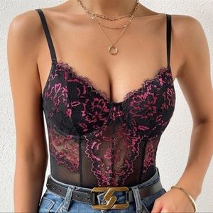 SHEIN Unity Contrast Lace Cami Bodysuit